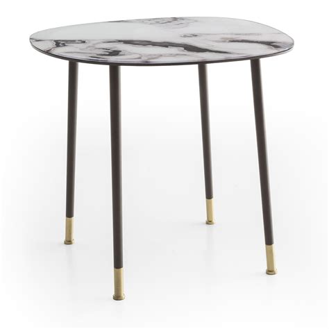 Pebble Small Trinity White Marble Effect Coffee Table Morica Design