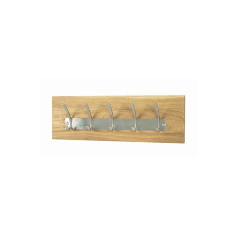 Massivholz Garderobenleiste Wandgarderobe Royal Oak Eiche Edelstahl 5