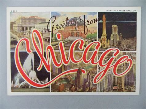 Vintage Chicago Postcard Greetings From Chicago Illinois Etsy