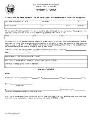 Fillable Online Clerkofcourt Co Wood Oh Ohio Bmv Power Of Attorney Form