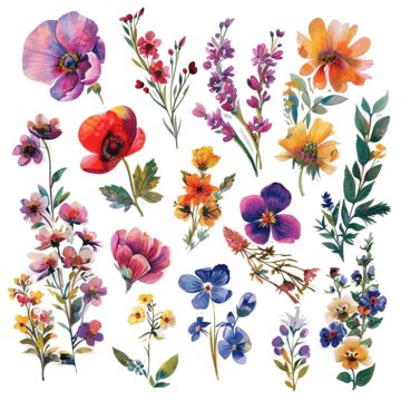 Colorful Summer Floral Sticker Set Floral Flowers Summer Png