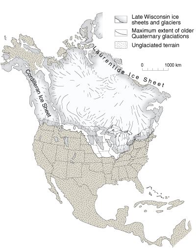 Figure Showing Late Wisconsin Ice Sheets And Glaciers And The Maximum