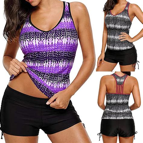 Women Plus Size Bikini Swimwear Push Up Padded Print Swimsuit Beachwear