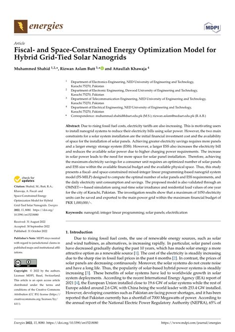 Pdf Fiscal And Space Constrained Energy Optimization Model For