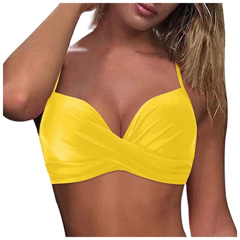 Towed Push Up Swim Top Bikini Top For Women Bathing Suit Criss Cross