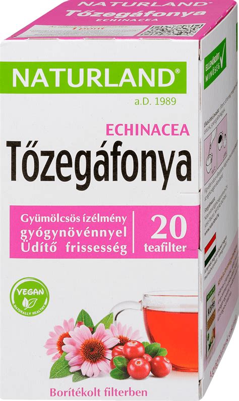 NATURLAND Tőzegáfonya echinacea gyümölcstea 20 filter 40 g dm hu