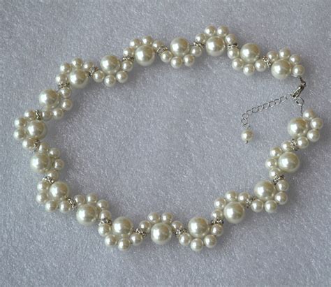 Grand Collier De Perles Perle Fleur Collier Collier Mariage Etsy France