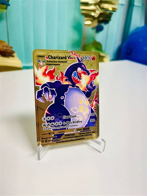 Charizard Vmax Custom Gold Metal Pokemon Card Etsy