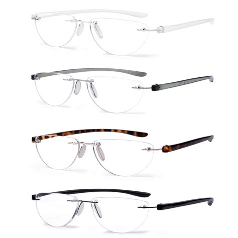 Reading Glasses Frameless Half Moon Women Men R2202 4pack