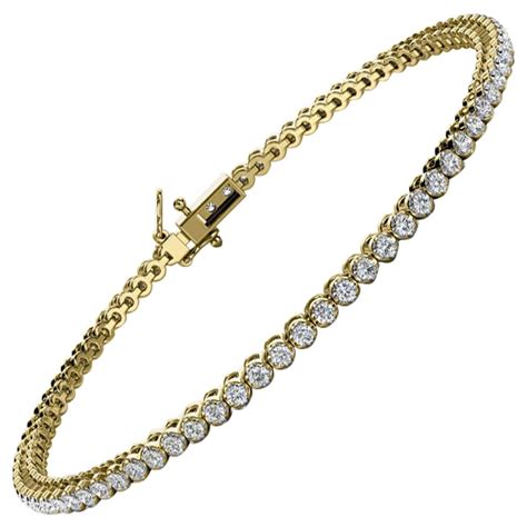 14k Yellow Gold Four Prongs Diamond Tennis Bracelet 8 Ct Tw For Sale