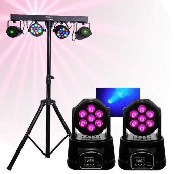 6 Jeux de Lumière avec Pack Pied 4 effets 2 Lyres BOOMTONE DJ 7x10w