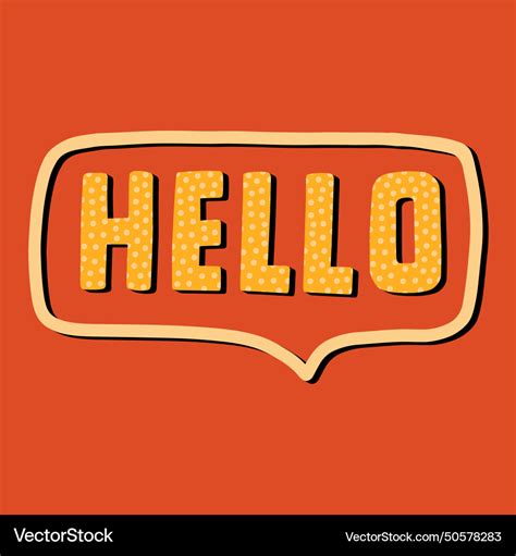 Hello Hand Drawn Lettering In Dialog Bubble Vector Image