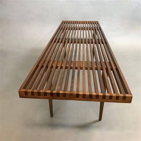 Mid Century Modern Slat Walnut Coffee Table Bench By Mel Smilow At 1stdibs