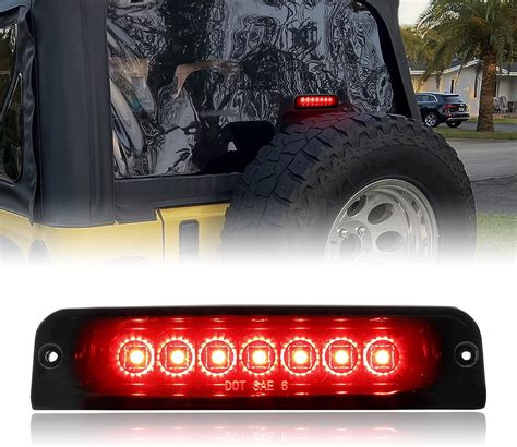 Led 3rd Third Brake Light For Wrangler Tj 97 06 Kewisauto Smoked Black Center High