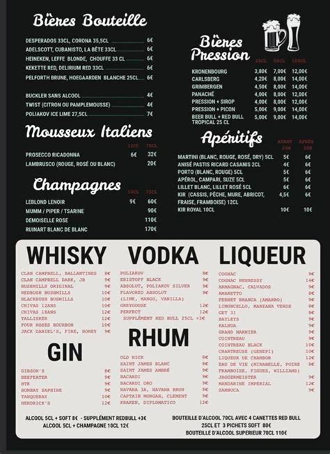 Menu at Red kafé pub & bar, Nice