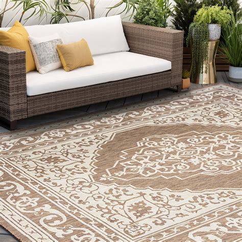 Tayse Eco 9 X 12 (ft) Brown Indoor/Outdoor Area Rug ECO1603 9X12 at ...