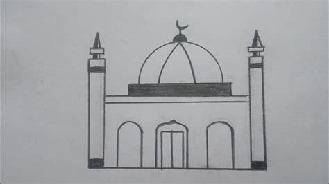 How To Draw Mosque Very Easy And Simple Easy Drawing By Aysha Youtube