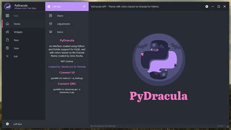 Pydracula 基于pyside6或pyqt6的扁平风python界面 对开源界面进行结构调整将ui逻辑与功能逻辑分离