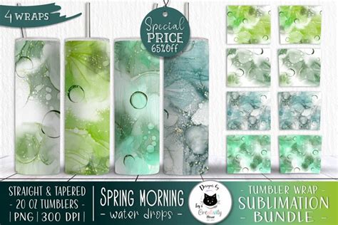 Water Drops Tumbler Wraps Alcohol Ink Sublimation Wraps