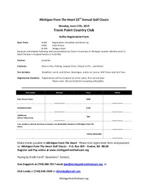 Fillable Online Golfer Registeration Form Docx Fax Email Print