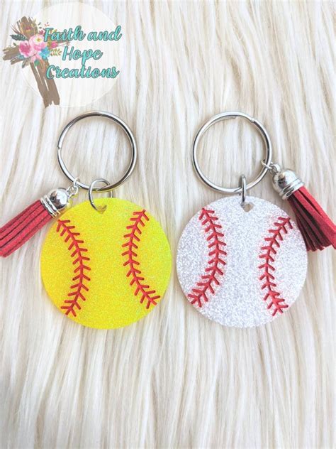 Baseball/softball Glitter Keychain - Etsy