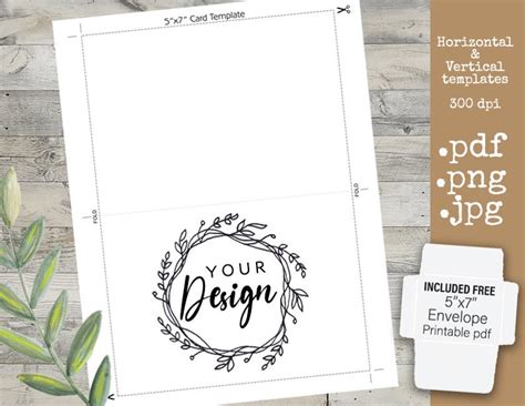 5x7 DIY Card Template Instant Download in 3 Formats 8.5x11 Template ...