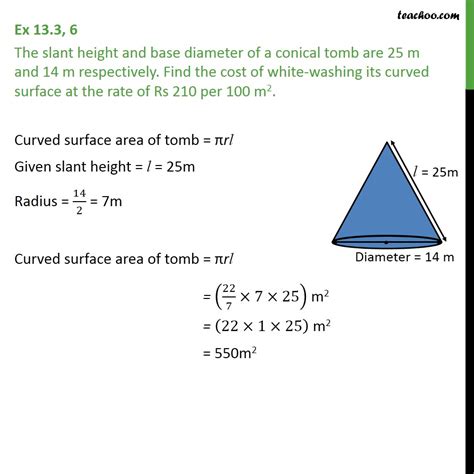 Ex The Slant Height And Base Diameter Of A Conical