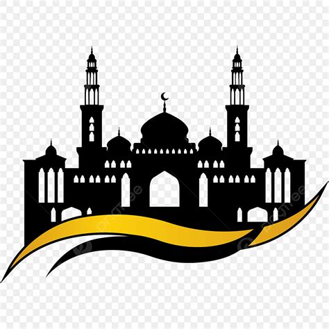 Mosque Painting Silhouette Vector PNG Mosque Black Gold Design Png