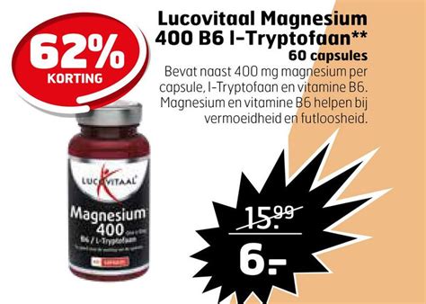 Lucovitaal Magnesium 400 B6 I Tryptofaan 60 Capsules Aanbieding Bij