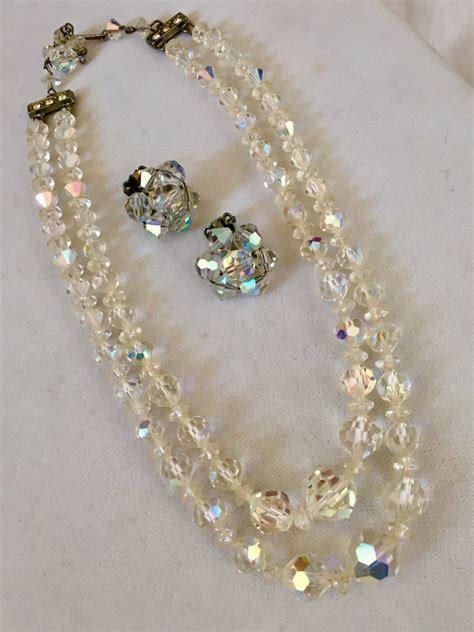 1940s Swarovski Crystal Necklace And Earrings Set T For Her From