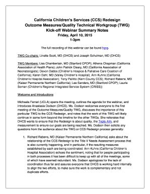 Fillable Online Dhcs Ca Summary Notes California Department Of Health