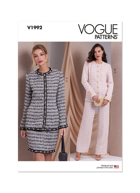 Vogue Patterns V1992 Misses Jackets Skirt And Trousers Sewdirect