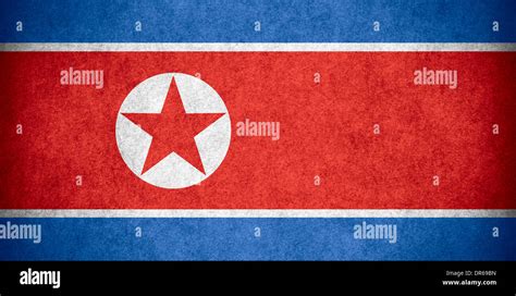 flag of North Korea or North Korean banner on paper rough pattern texture Stock Photo - Alamy