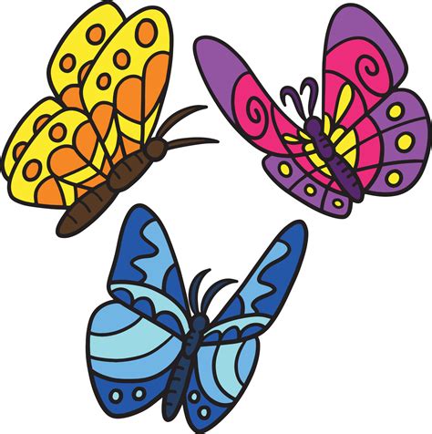 Butterflies Cartoon Colored Clipart Illustration 14743486 Vector Art At