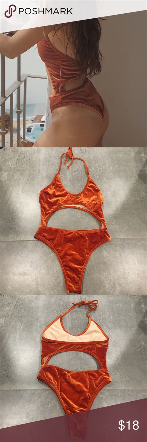 Burnt Orange Velvet One Piece Bathingsuit Bathing Suits One Piece