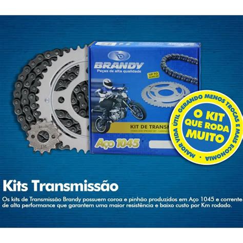 KIT RELACAO BRANDY CORR COROA E PINHAO XTZ150 CROSSER150 Pneu Pra