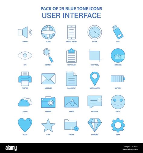 User Interface Blue Tone Icon Pack Icon Sets Stock Vector Image