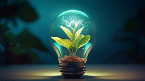 Premium Photo Fresh Green Small Plant In Light Bulb