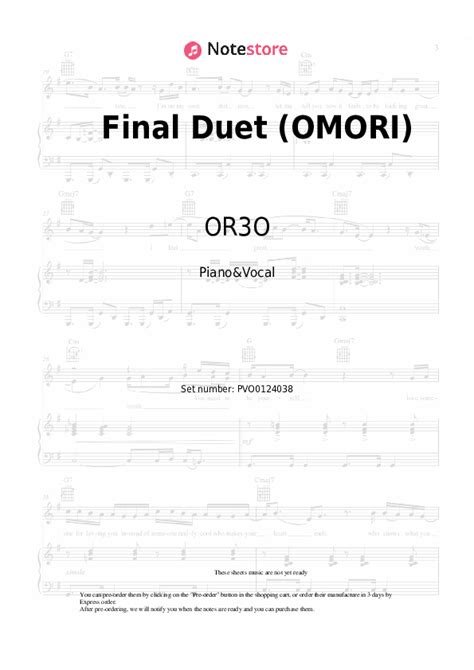 Final Duet Omori Piano Sheet Music And Voice Or3o In Note Pianoandvocal Sku Pvo0124038