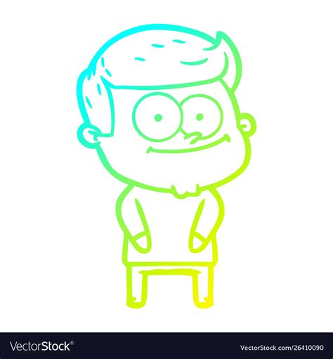 Cold gradient line drawing cartoon happy man Vector Image