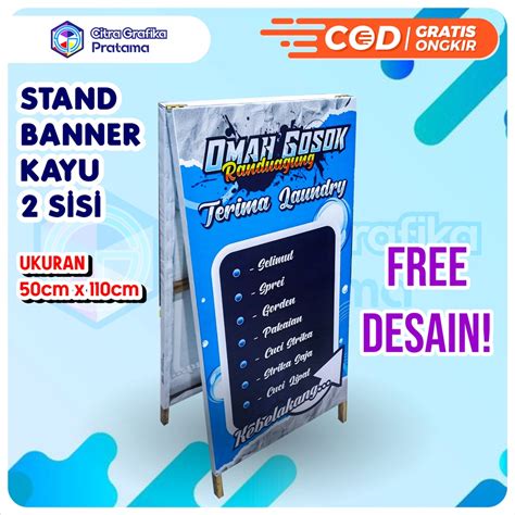 Jual Stand Banner Kayu Segitiga Sisi Ukuran Cm X Cm Shopee