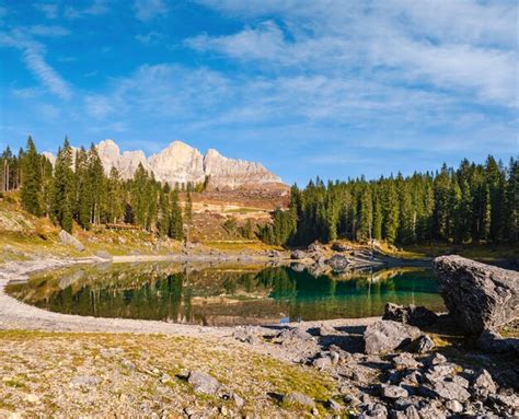 Premium Photo Sunny Colorful Autumn Alpine Dolomites Mountain Scene