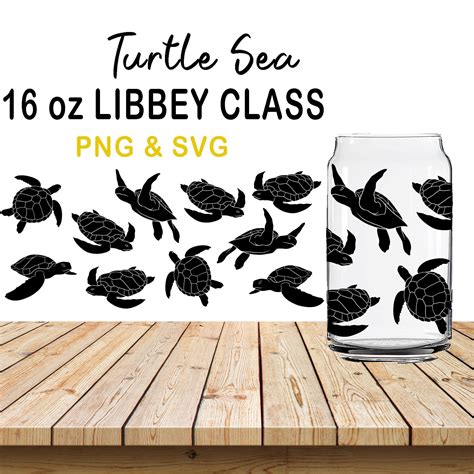 Turtle Sea Glass Wrap Svg16oz Libbey Full Wrap Svg Can Glass Etsy