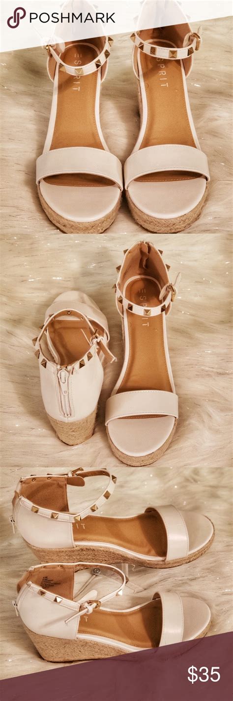 Esprit Romy White Gold Espadrille Wedges