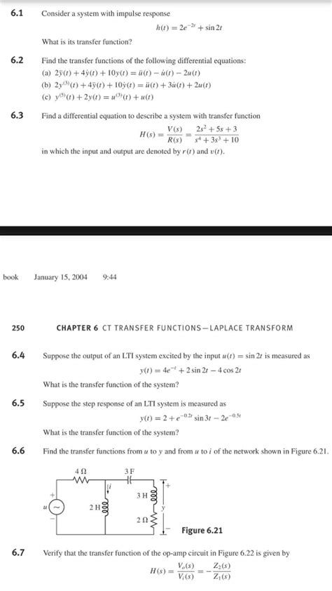 Solved 6 1 Consider A System With Impulse Response H T