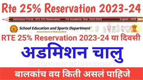 Rte 25 Reservation Maharashtra 2023 24 Rte Admission Date 2023 24