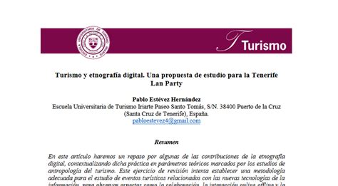 Turismo y etnografía digital Una propuesta de estudio para la Tenerife