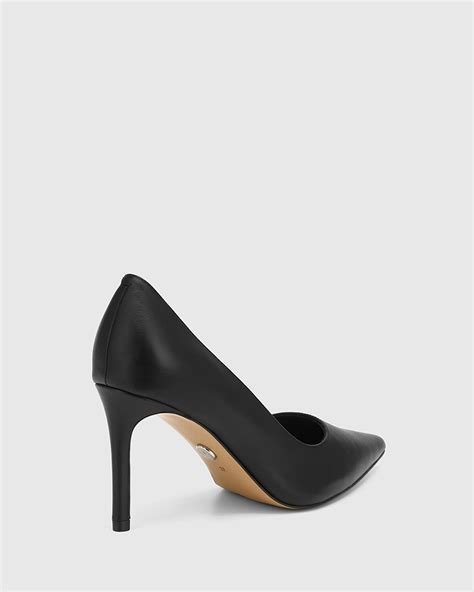 Sky Black Leather Stiletto Heel Pump