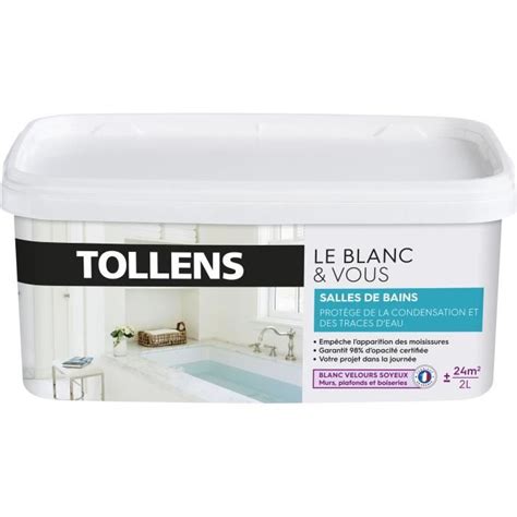 Peinture Salle de bain Blanc Velours TOLLENS Résiste à l Humidité