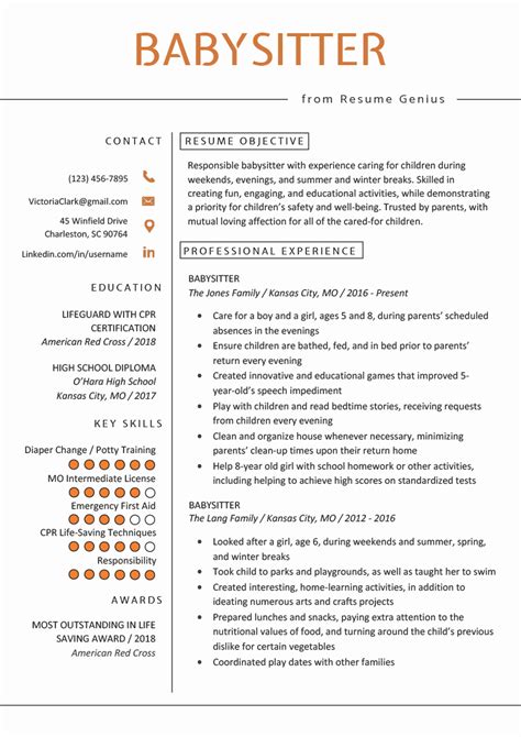 30 Examples Of Nanny Resumes Example Document Template